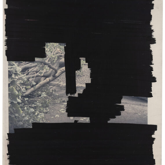 Moris (Israel Meza Moreno) b. 1978, Mexico From the series Censored Landscape 1, 2013 Acrylic and silkscreen on canvas 68 × 59 inches