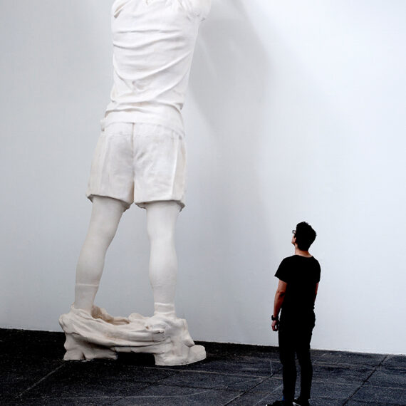 Fernando Sánchez Castillo b. 1970, Spain Student, 2016 Polyurethane and acrylic-based resin 236 1⁄4 inches (height) Fernando Sánchez Castillo b. 1970, Spain Student, 2016 Polyurethane and acrylic-based resin 236 1⁄4 inches (height)