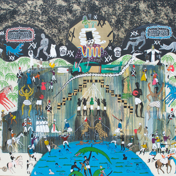 Frohawk Two Feathers (Umar Rashid) b. 1976, United States The Palace of Quilombos. Gonaives 1793, 2015 Acrylic and ink on canvas 72 × 84 inches