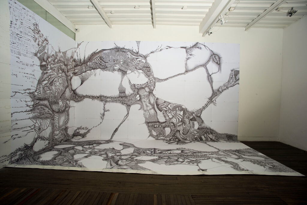 Ana María Devis b. 1968, Colombia Infinito, 2018 Ink on paper 114 3⁄4 × 241 inches