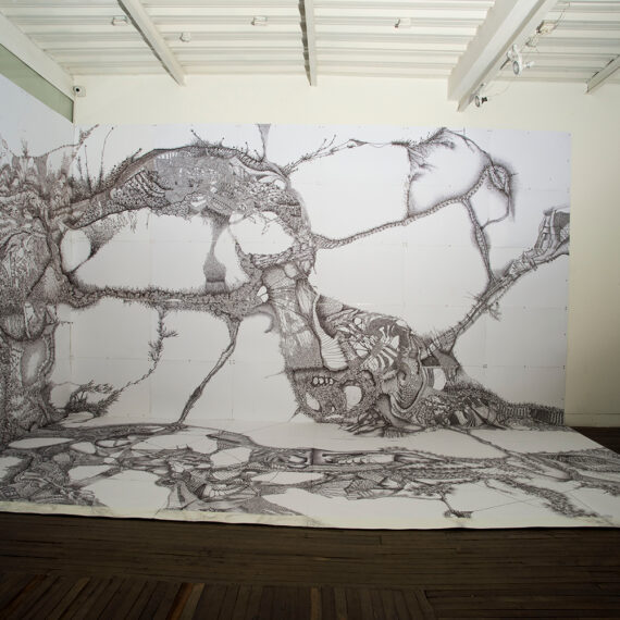 Ana María Devis b. 1968, Colombia Infinito, 2018 Ink on paper 114 3⁄4 × 241 inches