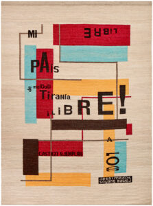 Miguel Aguirre b. 1973, Peru Mi PAíS LiBRE, 2018 From the series Paroliberismo, collaboration with Elvia Paucar Woven wool 82 5/8 × 61 3⁄8 inches