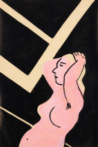 Joan Brown (b. 1938, United States; d. 1990, India) Model in Studio #2, 1974 Acrylic and colored pencil on paper