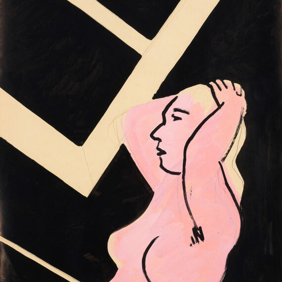 Joan Brown (b. 1938, United States; d. 1990, India) Model in Studio #2, 1974 Acrylic and colored pencil on paper