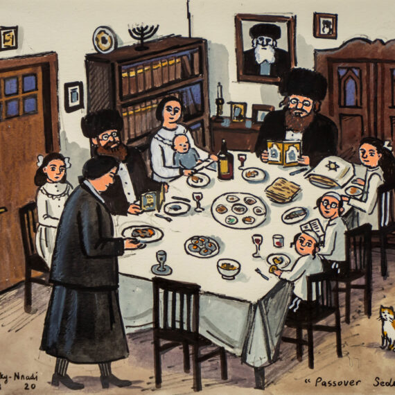 3. Zoya Cherkassky-Nnadi (b. 1976, Ukraine) Passover Sederink, 2020 Ink, watercolor, marker, and wax crayon on paper