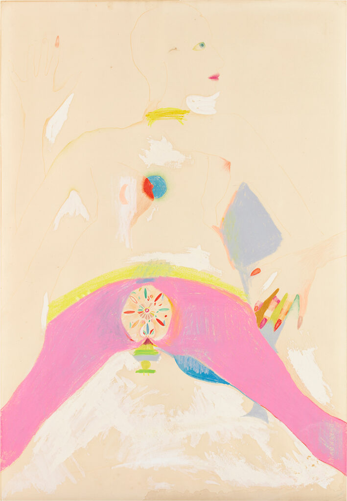 Marisol (Marisol Escobar; b. 1930, France; d. 2016, United States) Woman from Paris, 1960 Gouache, colored pencil, and pastel on paper