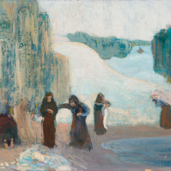 Pedro Figari (b. 1861, Uruguay, 1861; d. 1938, Uruguay) Lavanderas, 1919 Oil on fiberboard