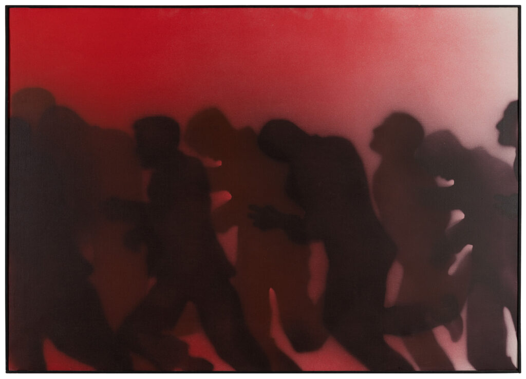 Juan Genovés b. 1930, Spain Ideograma 139, 1971 Acrylic on canvas 56 × 79 inches