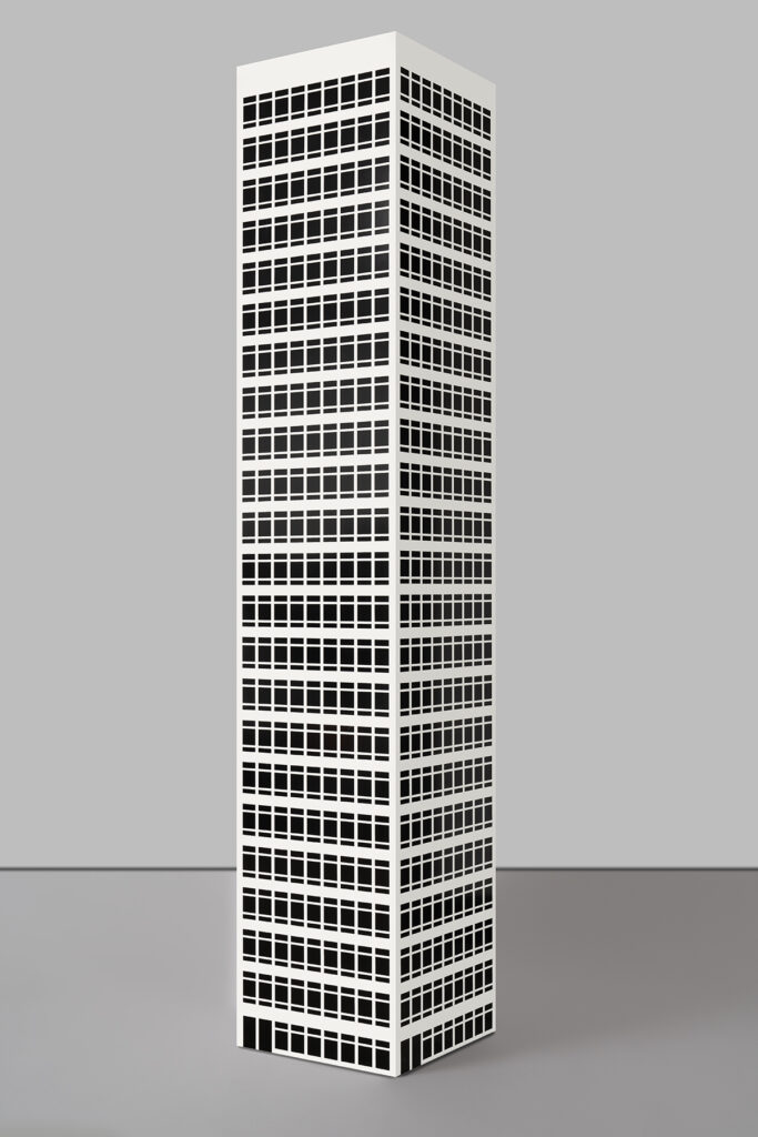 Julian Opie b. 1958, England Modern Tower No. 10, 2001 Vinyl and paint on wood 89 3⁄4 × 17 1⁄4 × 17 1⁄4 inches