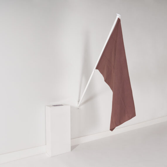 Glenda León b. 1976, Cuba Estados Transitivos: Mundo político II, 2017 Fabric made from 180 recycled flags from different countries, flagpole, and video Dimensions variable