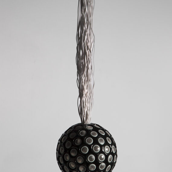 Rafael Lozano Hemmer b. 1967, Mexico Sphere Packing (Wagner), 2014 Porcelain enamel sphere, 110 sound channels 51⁄8 inches (diameter)