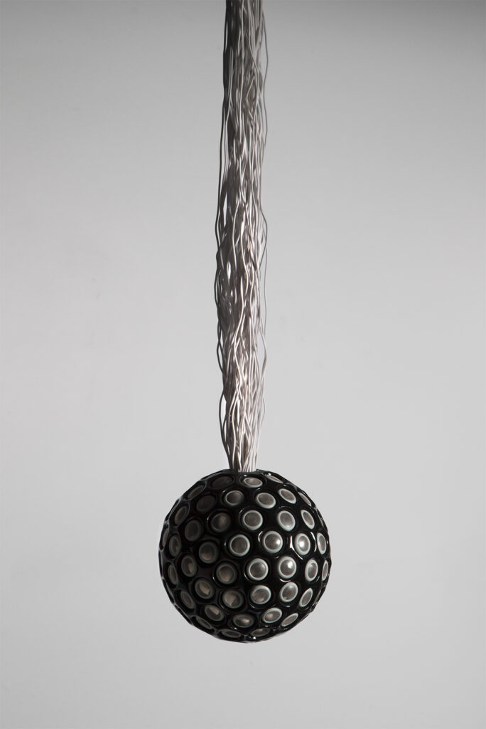 Rafael Lozano Hemmer b. 1967, Mexico Sphere Packing (Wagner), 2014 Porcelain enamel sphere, 110 sound channels 51⁄8 inches (diameter)