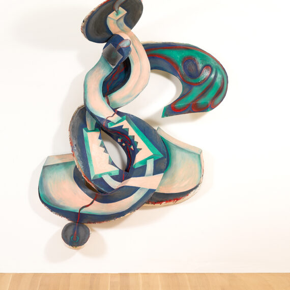 Elizabeth Murray (b. 1940, United States; d. 2007, United States) Flesh Table, 1986 Oil on canvas, mounted to four-part wooden structure