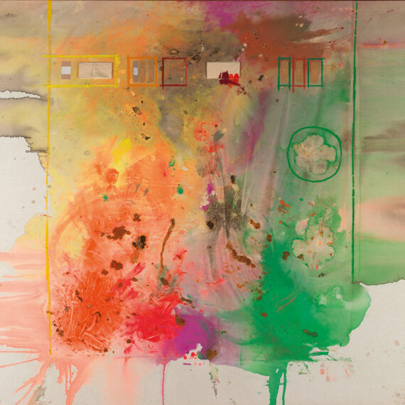 Hermann Nitsch (b. 1938, Austria; d. 2022, Austria) Untitled, 1982 Blood, paint, chalk, pulp, and band-aid on fabric