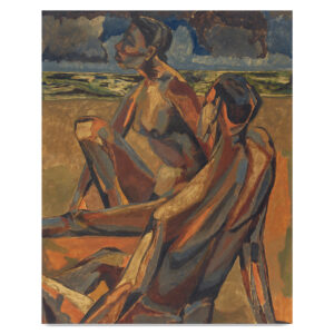 Philip Pearlstein (b. 1924, United States; d. 2022, United States) Two Nudes on the Beach, 1949 Oil on Masonite