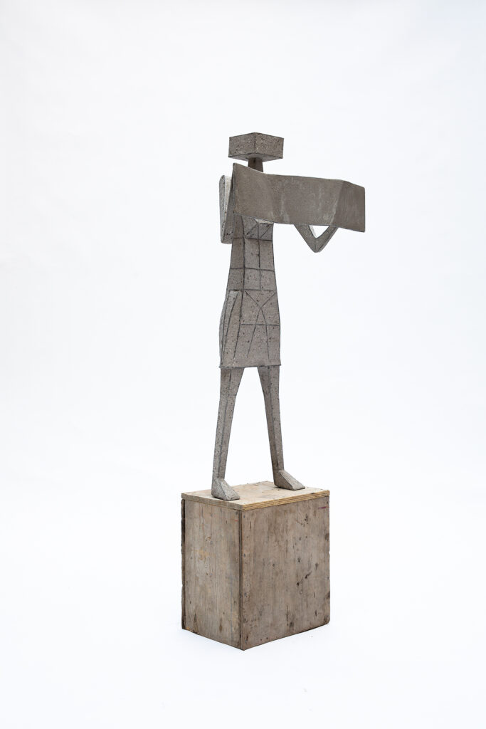 Pedro Reyes b. 1972, Mexico Protester V, 2017 Concrete and wire frame 45 7⁄8 × 20 1⁄2 × 17 1⁄2 inches