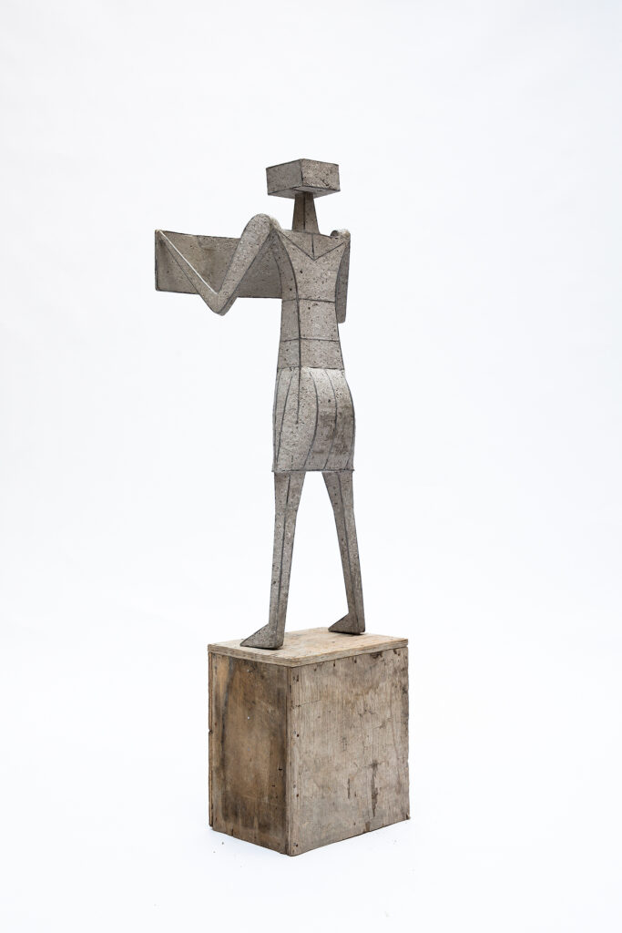 Pedro Reyes b. 1972, Mexico Protester V, 2017 Concrete and wire frame 45 7⁄8 × 20 1⁄2 × 17 1⁄2 inches