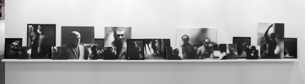 Jorge Ribalta (b. 1963, Spain) Disassemblage from the series UNTITLED Canvases [1991–96] and ANTLITZ DER ZEIT [2002–04], 2024 Gelatin silver prints on cotton fabric, selenium toned, mounted on wood stretchers; gelatin silver prints, selenium-toned, framed, in nineteen parts