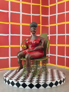 Tschabalala Self (b. 1990, United States) Seated Woman 1, 2023 Bronze with patina and oxides with wax coating, ed. 3/3 + 2 AP