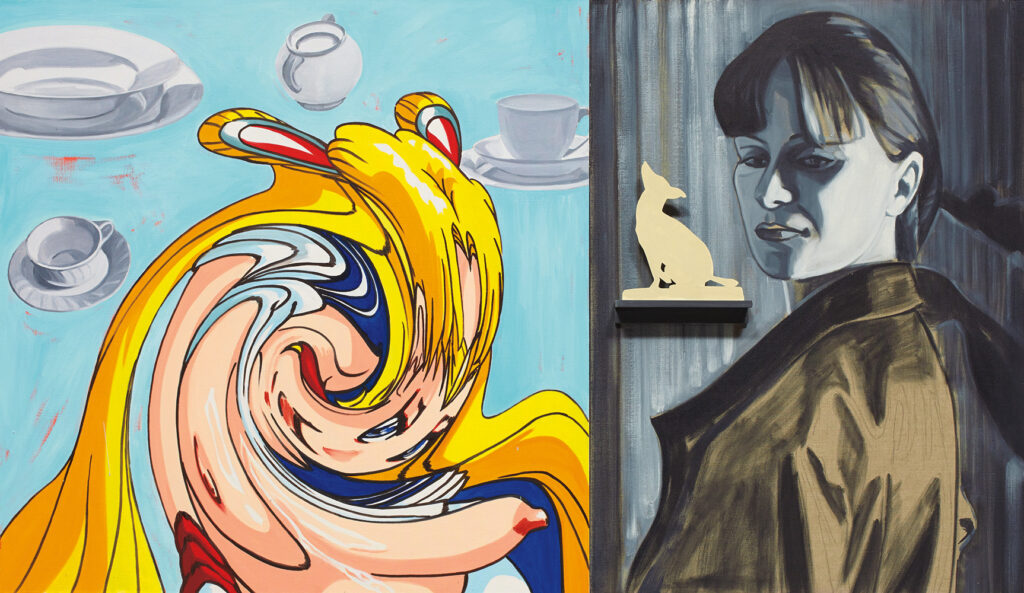 David Salle (b. 1952, United States) Painting for HCA, 2007 Oil on linen, wood shelf, and object