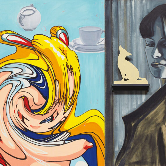 David Salle (b. 1952, United States) Painting for HCA, 2007 Oil on linen, wood shelf, and object