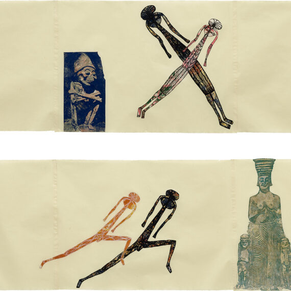 Nancy Spero (b. 1926, United States; d. 2009, United States) Hera Diptych II, 1988 Printed paper collage on paper, in two parts