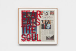 Rirkrit Tiravanija b. 1961, Argentina Untitled (Fear eats the soul / Saturday, January 21, 2017), 2017 Enamel on newspaper 22 × 23 inches