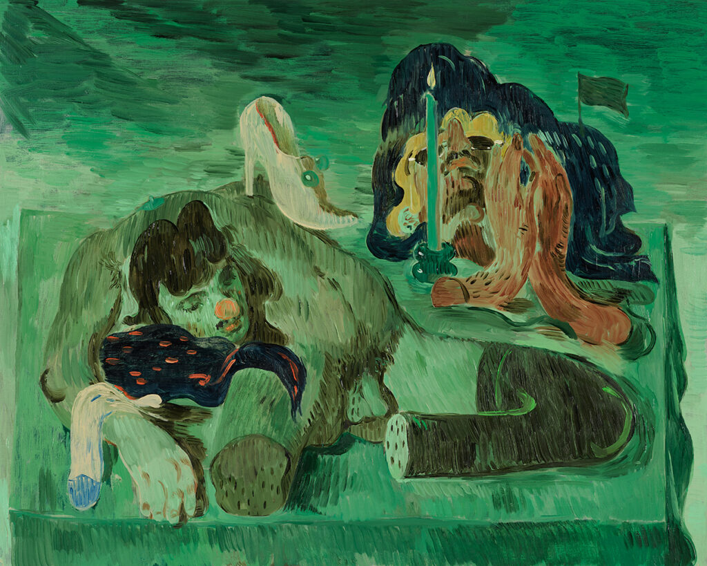 Salman Toor (b. 1983, Pakistan) Fag Puddle with Candle and Prayer, 2022 Oil on linen