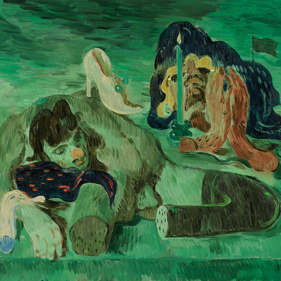 Salman Toor (b. 1983, Pakistan) Fag Puddle with Candle and Prayer, 2022 Oil on linen