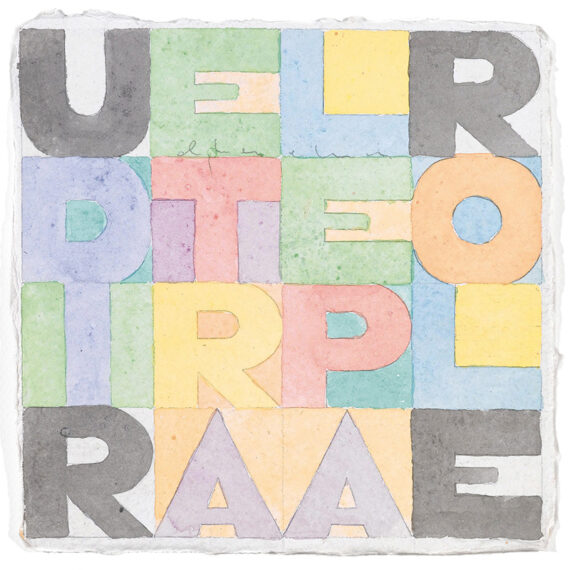 Alighiero Boetti (b. 1940, Italy; d. 1994, Italy) Udire tra le parole (Nove quadrati), 1979 Watercolor on handmade paper