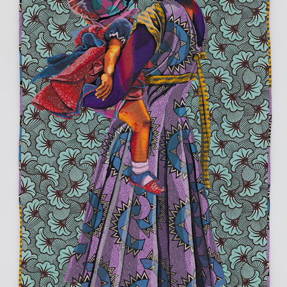 Bisa Butler (b. 1973, United States) Mobile Madonna, 2022 Cotton, silk, wool, and velvet quilted and appliquéd