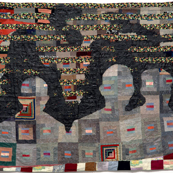 Sanford Biggers (b. 1970, United States) Neroluce, 2018 Antique quilt, assorted textiles, tar, and glitter