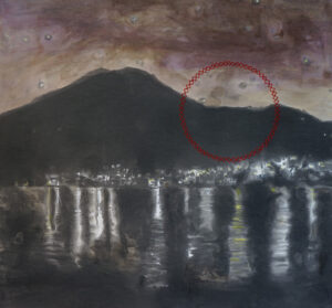 Manuel Chavajay (b. 1982, Guatemala) Untitled, from the series “K’o q’iij ne t’i’lto’ ja juyu’ t’aq’aaj, 2023 Burnt motor oil, watercolor, and embroidery on cotton paper