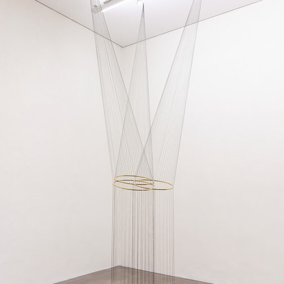Artur Lescher (b. 1962, Brazil) Infinito Triple, 2018 Brass and green multifilament lines