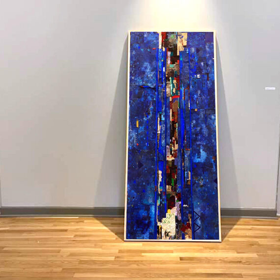 Yanira Collado (b. 1975, United States) Penumbras para Apambichao 5, 2022 Textile sourced from men’s Palm Beach suits (1920s and 1950–70s), paper, paint, cardboard, ink, and mixed media