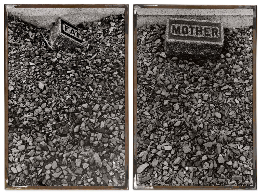 Sophie Calle (b. 1953, France) Les Tombes (FATHER/MOTHER), 1990 Two gelatin silver prints, flush-mounted to aluminum, in artist’s frame, ed. of 7