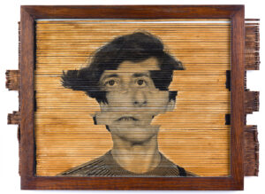 Esther Ferrer (b. 1937, Spain) Autorretrato aleatorio #1, 1980–2010 Model with horizontal rods and self-portrait