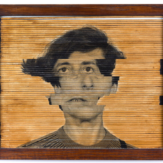 Esther Ferrer (b. 1937, Spain) Autorretrato aleatorio #1, 1980–2010 Model with horizontal rods and self-portrait