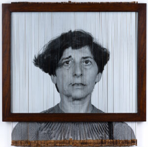 Esther Ferrer (b. 1937, Spain) Autorretrato aleatorio #2, 1980–2010 Model with horizontal rods and self-portrait
