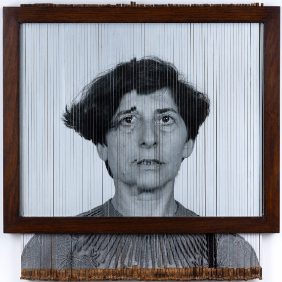 Esther Ferrer (b. 1937, Spain) Autorretrato aleatorio #2, 1980–2010 Model with horizontal rods and self-portrait