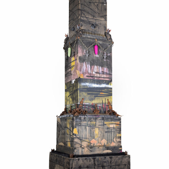 Moris (Israel Meza Moreno; b. 1978, Mexico) El que no se arrastra no sube, 2024 Mixed media on carboard