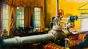Armando Mariño b. 1968, Santiago de Cuba, Cuba; lives in Catskill, United States Oval Office Pipeline, 2009 Oil on canvas