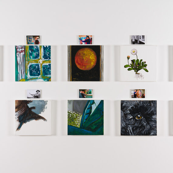 Levi Orta b. 1984, Havana, Cuba; lives in Barcelona, Spain Boceto-Detalles V.2 (Francisco Franco, Vladimir Putin, Hugo Chávez, Adolf Hitler, Alberto Fujimori, Dwight D. Eisenhower, Jimmy Carter, George W. Bush, Winston Churchill), 2019 Acrylic on canvas, laser print on cardboard, in 9 parts