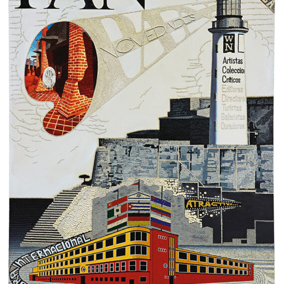 René Francisco Rodríguez & Eduardo Ponjuán (1986 – 1996) (René Francisco Rodríguez b.1960; Eduardo Ponjuán b. 1956, Cuba) Pan, 1994 Acrylic and mixed media collage on canvas