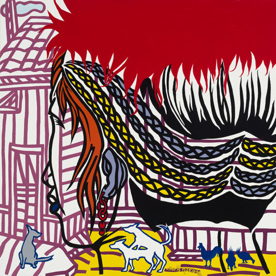 Boris Nzebo b. 1971, Gabon La passion Dadeline, 2014 Acrylic and marker on canvas