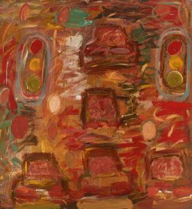 David Koloane b. 1938–2019, South Africa Traffic Jam, 2016 Acrylic on canvas