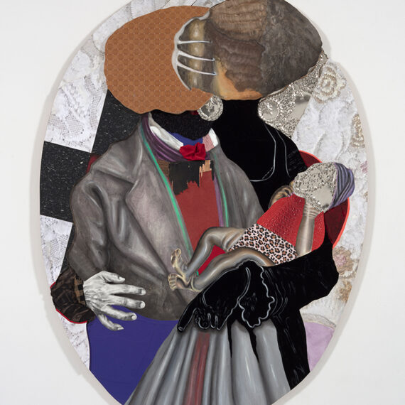 David Shrobe b. 1974, United States At a Crossroads, 2020 Oil, acrylic, graphite on paper, steel, wood, flocking, wool, faux suede, vinyl, fabric, and bookbinding cloth