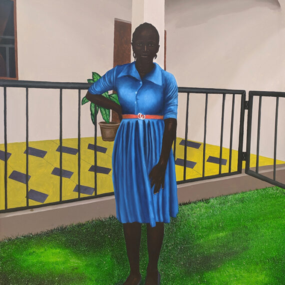 Eniwaye Oluwaseyi b. 1994, Nigeria Family Home, 2020 Oil on printed canvas