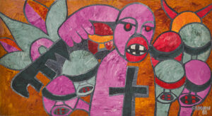 Ernesto Shikhani b. 1934, Mozambique; d. 2010 A chave de papa para África (The Pope’s Key for Africa), 1988 Oil on canvas
