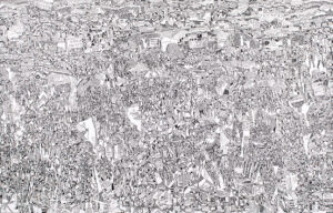 Houston Maludi b. 1978, Congo Société de consommation, 2019 Primer and ink on canvas